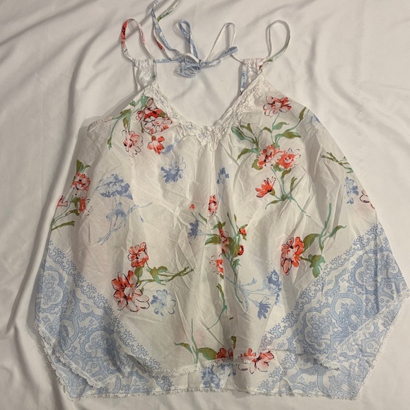 Vintage Tops - Vintage Cottagecore Ethereal Lace Floral Bandana Tank